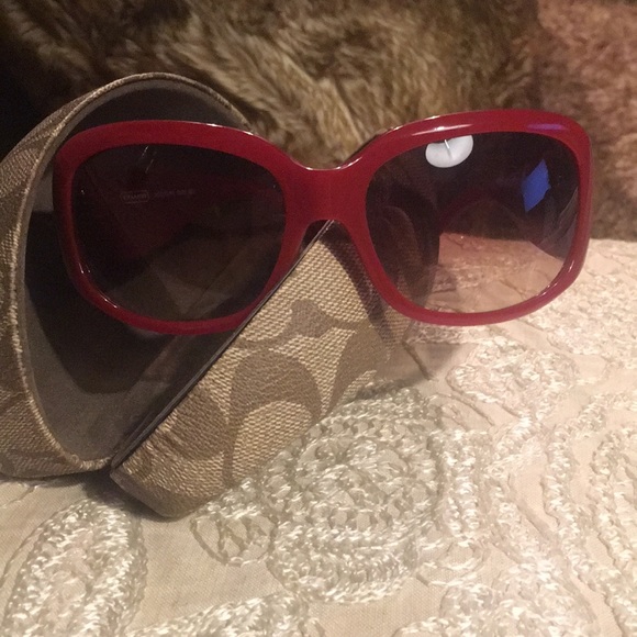 coach red glasses